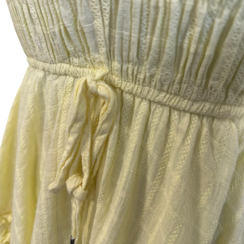 Hailey & Co Womens Smocked Ruffled Mini Dress Sz Small Yellow Sleeveless Lined - Picture 8 of 10